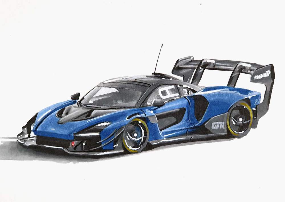 How to Draw a McLaren Senna GTR - McLaren Senna Drawing Tutorial